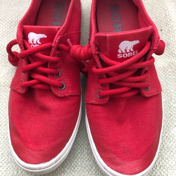 Sorel Red  Canvas Fashion Sneaker Size 7.5 - Picture 2 of 8